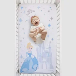 Crown Crafts - Lençol para berço fotográfico Disney Cinderalla
