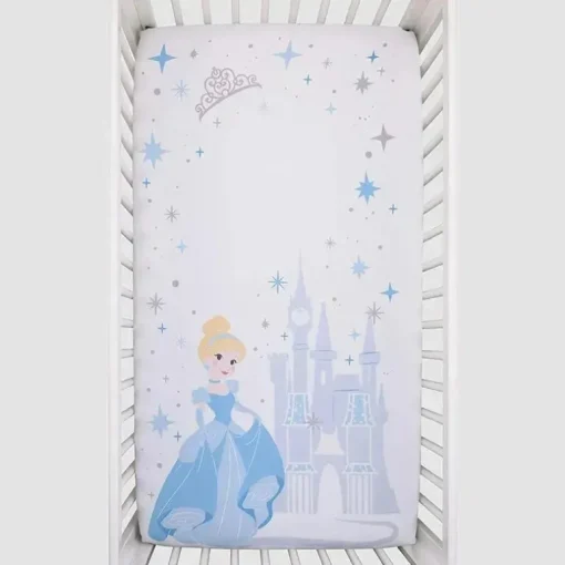 Crown Crafts - Lençol para berço fotográfico Disney Cinderalla