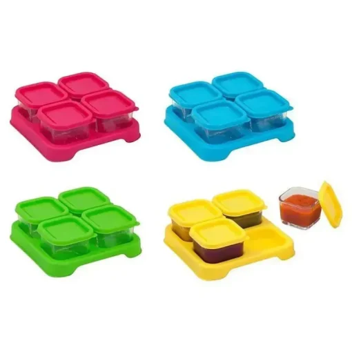 Cubos de vidro de alimentos frescos Iplay 2 oz 4 pacote - Aqua