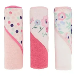 Cudlie - 3 Pk toalha com capuz enrolada/cardada, floral fresco