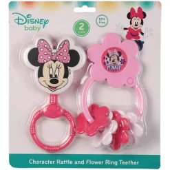 Cudlie - 2 unidades de chocalho de personagem da Disney Minnie Mouse, rosa