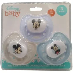 Cudlie - 3 unidades de chupetas Disney Mickey Mouse, azul e cinza
