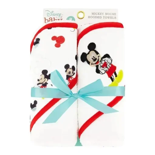 Cudlie - Disney Baby Boy 2Pk Toalhas com Capuz Enroladas/Cardões, Mickey Mouse