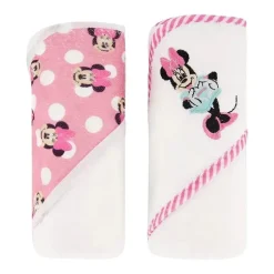 Cudlie - Disney Baby Girl 2Pk Toalhas com Capuz Enroladas/Cardões, Minnie Mouse