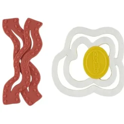 Cudlie - Mordedor de silicone de grau alimentício 2Pk, ovos e bacon