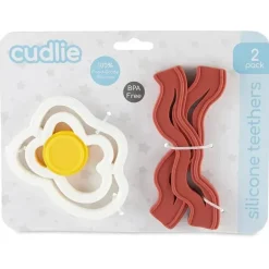Cudlie - Mordedor de silicone de grau alimentício 2Pk, ovos e bacon