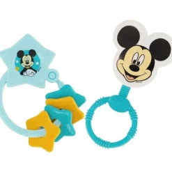 Cudlie - 2Pk azul Disney Mickey personagem chocalho e chaveiro mordedor
