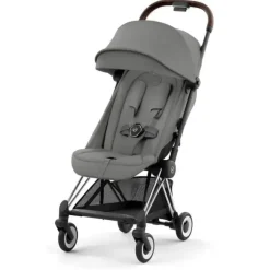 Cybex - Carrinho Compacto Coya, Cromo/Marrom Escuro/Cinza Mirage