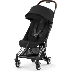 Cybex - Carrinho Compacto Coya, Cromo/Marrom Escuro/Preto Sépia