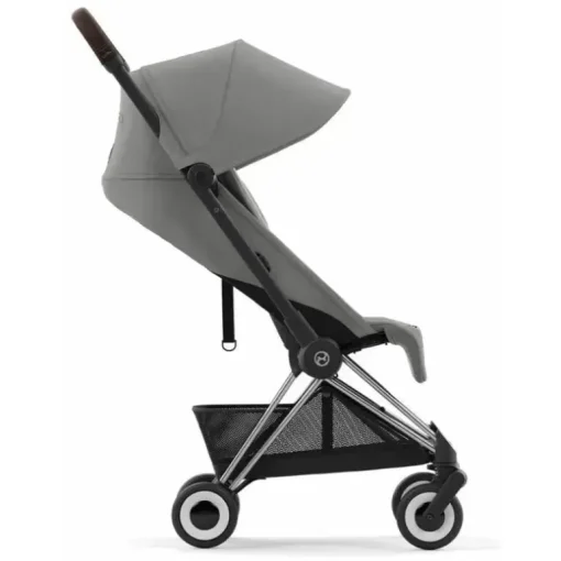 Cybex - Carrinho Compacto Coya, Cromo/Marrom Escuro/Cinza Mirage