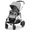 Cybex - Carrinho de bebê Egazelle S, estrutura prateada com assento cinza pedra
