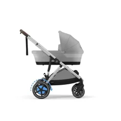Cybex - Carrinho de bebê Egazelle S, estrutura prateada com assento cinza pedra