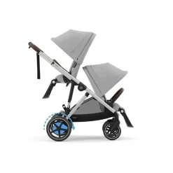 Cybex - Carrinho de bebê Egazelle S, estrutura prateada com assento cinza pedra