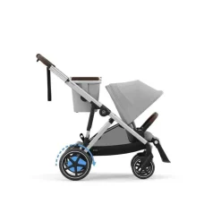 Cybex - Carrinho de bebê Egazelle S, estrutura prateada com assento cinza pedra