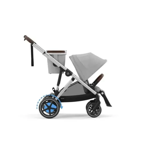 Cybex - Carrinho de bebê Egazelle S, estrutura prateada com assento cinza pedra