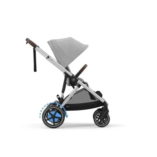 Cybex - Carrinho de bebê Egazelle S, estrutura prateada com assento cinza pedra