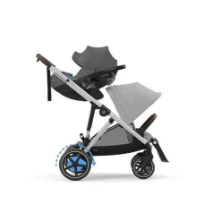 Cybex - Carrinho de bebê Egazelle S, estrutura prateada com assento cinza pedra