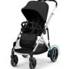 Cybex - Carrinho de passeio simples a duplo Egazelle S, moldura prateada/preto lua