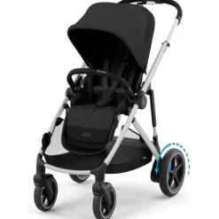 Cybex - Carrinho de passeio simples a duplo Egazelle S, moldura prateada/preto lua
