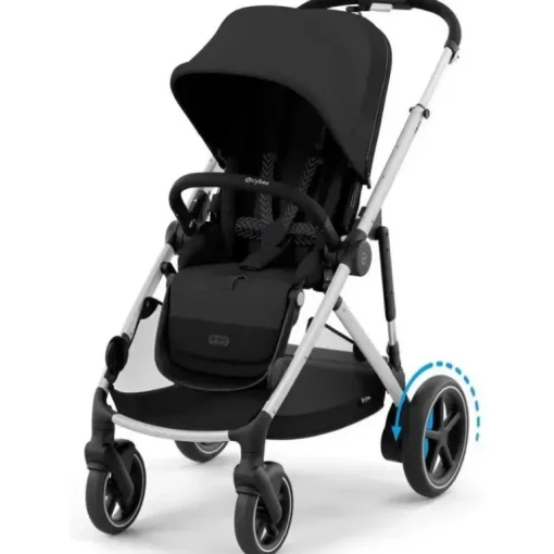 Cybex - Carrinho de passeio simples a duplo Egazelle S, moldura prateada/preto lua
