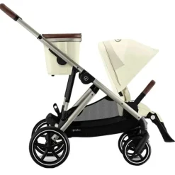 Cybex - Carrinho de passeio simples a duplo Gazelle S 2, estrutura taupe/bege concha
