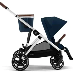 Cybex - Carrinho de passeio simples a duplo Gazelle S 2, moldura prateada/azul oceano