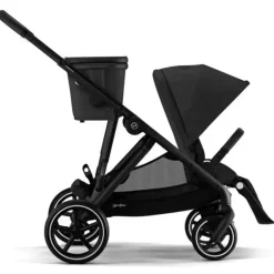 Cybex - Carrinho de passeio simples a duplo Gazelle S 2, moldura preta/preto lua