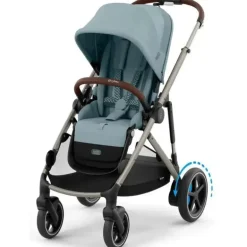 Cybex - Carrinho de passeio simples a duplo Egazelle S, estrutura taupe/azul tempestuoso
