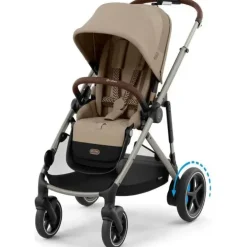 Cybex - Carrinho de passeio simples a duplo Egazelle S, estrutura taupe/bege amêndoa