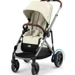 Cybex - Carrinho de passeio simples a duplo Egazelle S, estrutura taupe/bege concha