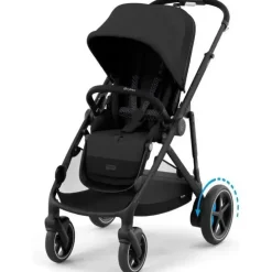 Cybex - Carrinho de passeio simples a duplo Egazelle S, moldura preta/preto lua