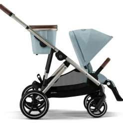 Cybex - Carrinho de passeio simples a duplo Gazelle S 2, estrutura taupe/azul celeste