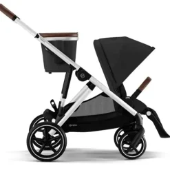 Cybex - Carrinho de passeio simples a duplo Gazelle S 2, moldura prateada/preto lua