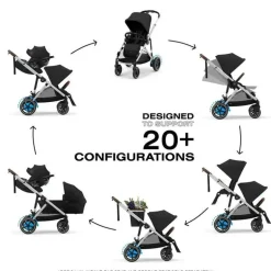 Cybex - Carrinho de passeio simples a duplo Egazelle S, moldura prateada/preto lua