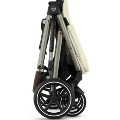 Cybex - Carrinho de passeio simples a duplo Gazelle S 2, estrutura taupe/bege concha