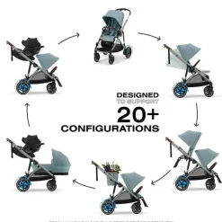 Cybex - Carrinho de passeio simples a duplo Egazelle S, estrutura taupe/azul tempestuoso