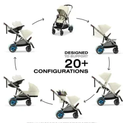 Cybex - Carrinho de passeio simples a duplo Egazelle S, estrutura taupe/bege concha