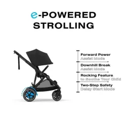 Cybex - Carrinho de passeio simples a duplo Egazelle S, moldura preta/preto lua