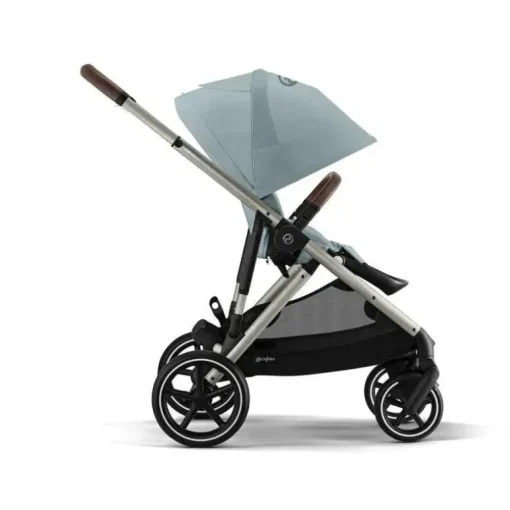 Cybex - Carrinho de passeio simples a duplo Gazelle S 2, estrutura taupe/azul celeste