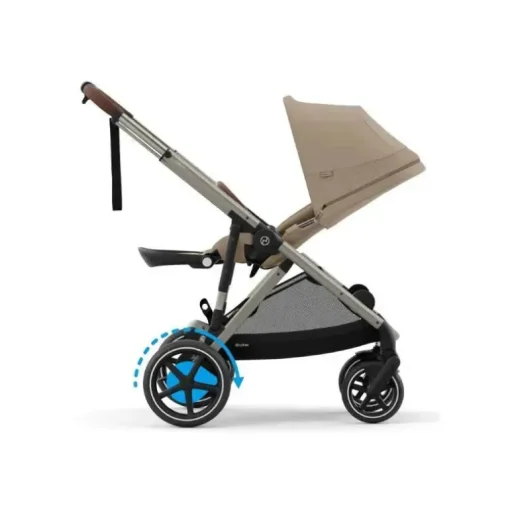 Cybex - Carrinho de passeio simples a duplo Egazelle S, estrutura taupe/bege amêndoa