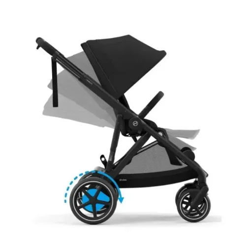 Cybex - Carrinho de passeio simples a duplo Egazelle S, moldura preta/preto lua