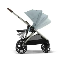 Cybex - Carrinho de passeio simples a duplo Gazelle S 2, estrutura taupe/azul celeste