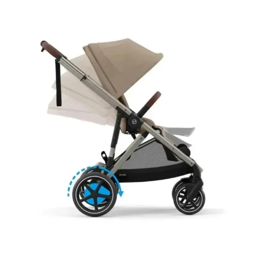 Cybex - Carrinho de passeio simples a duplo Egazelle S, estrutura taupe/bege amêndoa