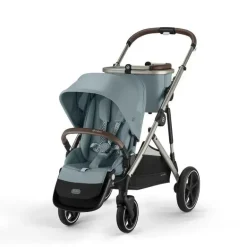 Cybex - Carrinho de passeio simples a duplo Gazelle S 2, estrutura taupe/azul celeste