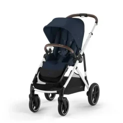 Cybex - Carrinho de passeio simples a duplo Gazelle S 2, moldura prateada/azul oceano