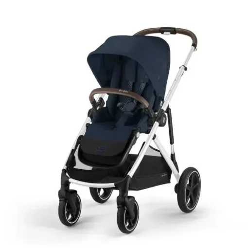 Cybex - Carrinho de passeio simples a duplo Gazelle S 2, moldura prateada/azul oceano