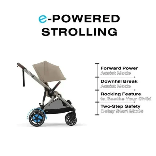 Cybex - Carrinho de passeio simples a duplo Egazelle S, estrutura taupe/bege amêndoa