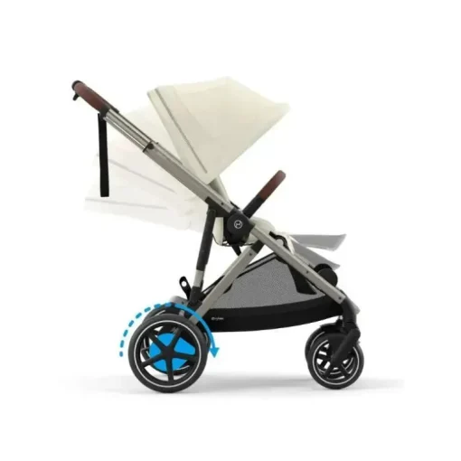 Cybex - Carrinho de passeio simples a duplo Egazelle S, estrutura taupe/bege concha