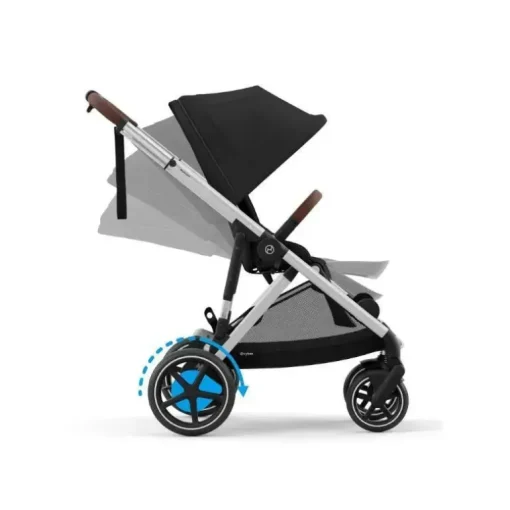 Cybex - Carrinho de passeio simples a duplo Egazelle S, moldura prateada/preto lua