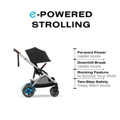 Cybex - Carrinho de passeio simples a duplo Egazelle S, moldura prateada/preto lua